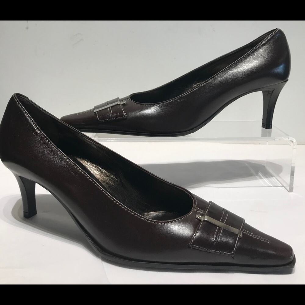 Rinaldi 🇮🇹 brown mid heel pump with silver act
